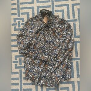 NATURAL LIFE NWT Blue Floral Western Style Shirt with snaps